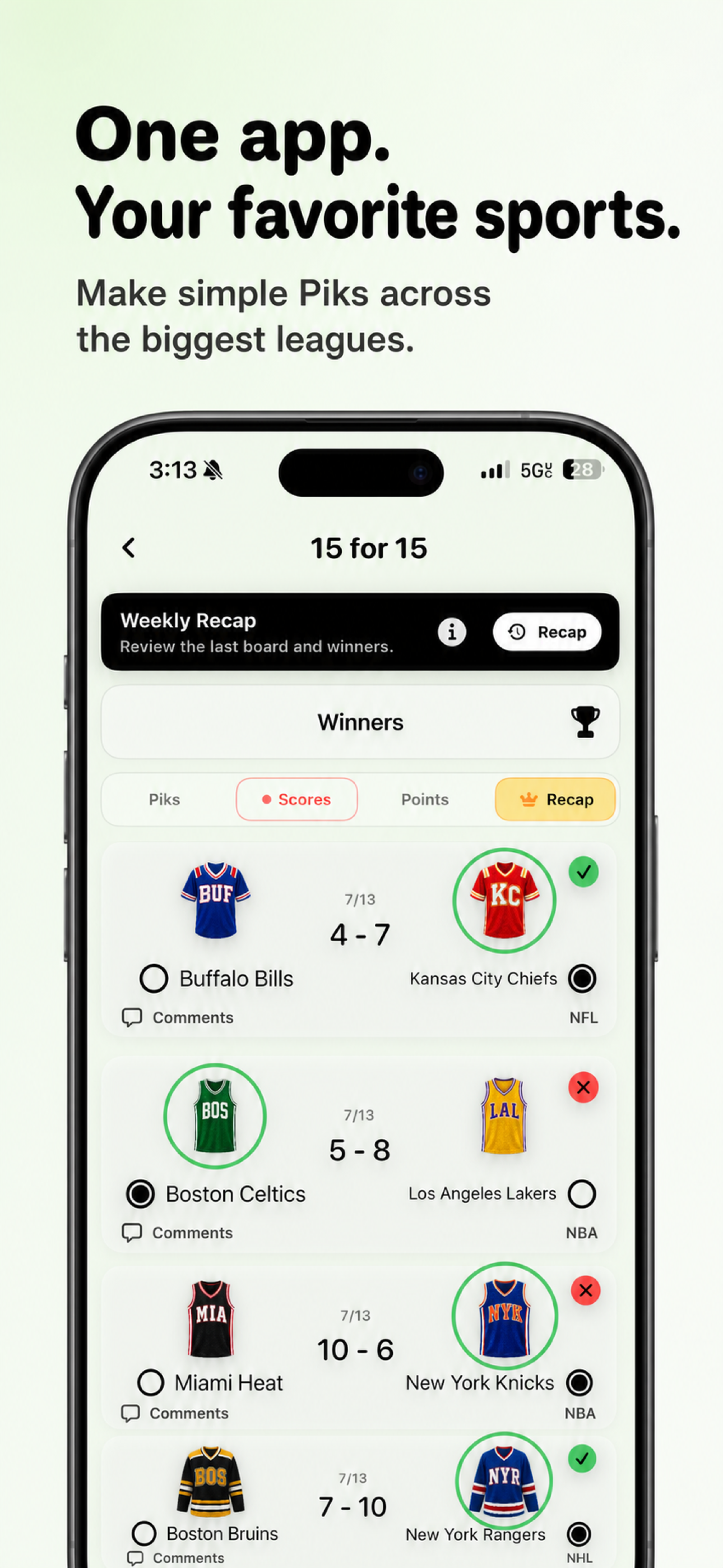 Simple Pik supports multiple major sports